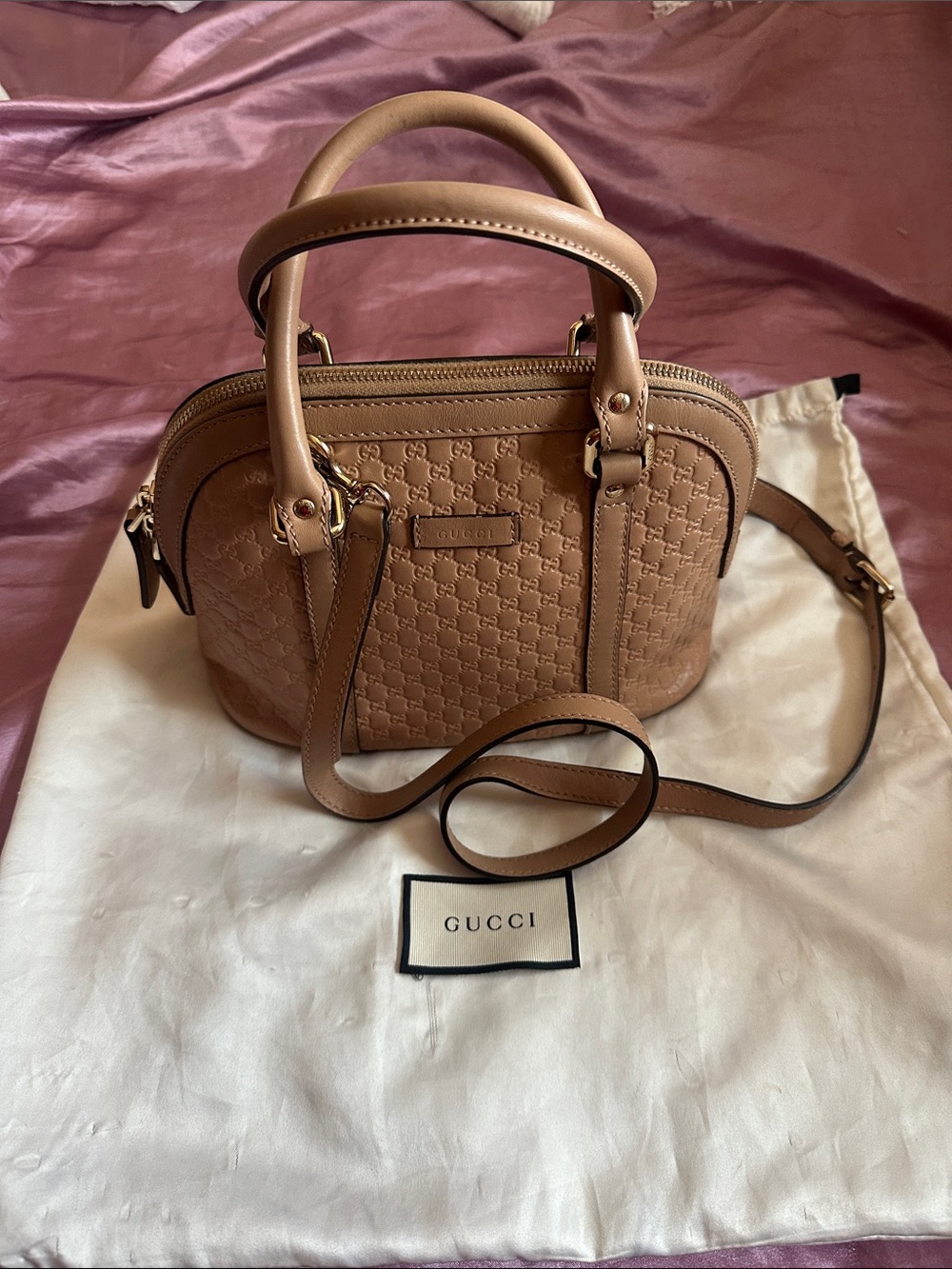Gucci Brown Embossed Leather Mini Top-Handle Crossbody